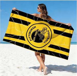 Football Fan Thin Lightweight Microfiber Beach Towel Pittsburgh Themed